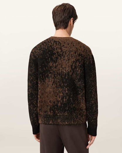 AllSaints Storm Oversized Wool Blend Sweater Brown