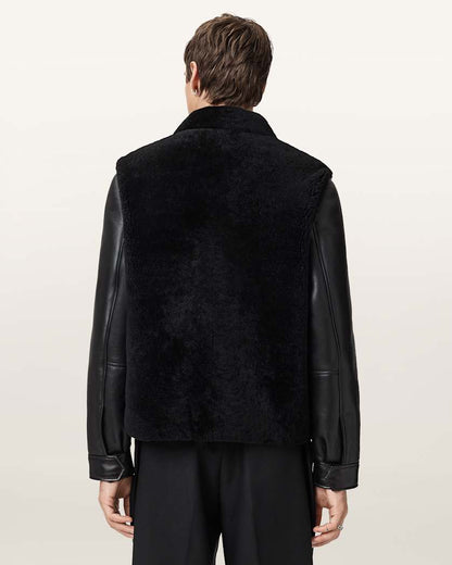AllSaints Conyer Shearling Pilot Jacket Black
