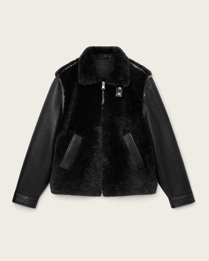 AllSaints Conyer Shearling Pilot Jacket Black