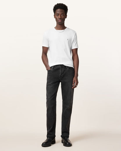 AllSaints Tonic Crew Neck Slim Ramskull T Shirt Optic White