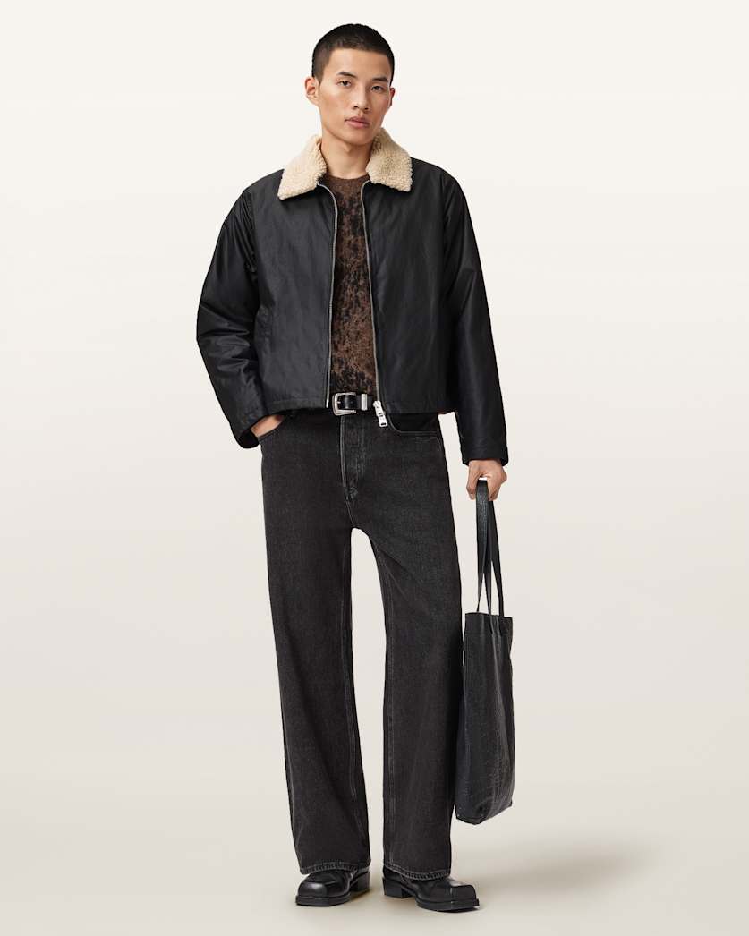 AllSaints Boston Waxed Jacket Black
