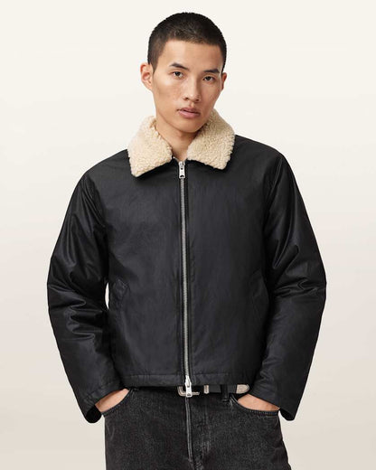 AllSaints Boston Waxed Jacket Black