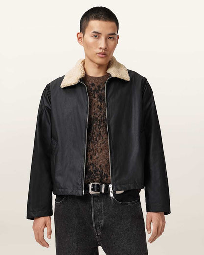 AllSaints Boston Waxed Jacket Black