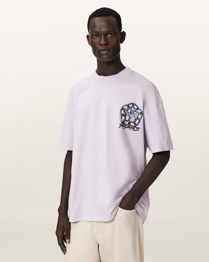 AllSaints Affix Short Sleeve Oversized T Shirt Parma Purple
