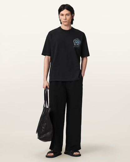 AllSaints Affix Short Sleeve Oversized T Shirt Parma Purple