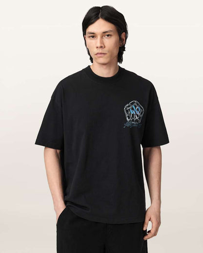 AllSaints Affix Short Sleeve Oversized T Shirt Parma Purple
