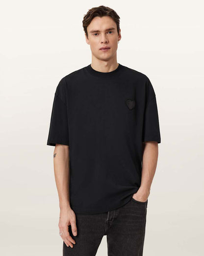 AllSaints Lover Short Sleeve Oversized T Shirt Washed Black