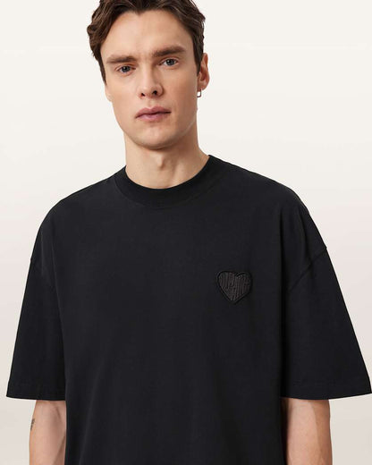 AllSaints Lover Short Sleeve Oversized T Shirt Washed Black