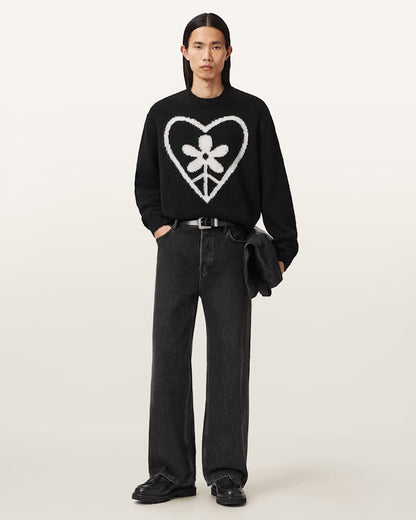 AllSaints Finden Oversized Jacquard Sweater Black