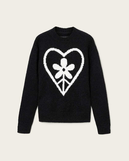 AllSaints Finden Oversized Jacquard Sweater Black