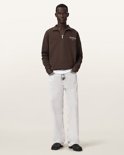 AllSaints Underground Half Zip Sweatshirt Bitter Brown