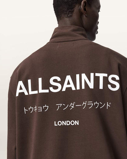 AllSaints Underground Half Zip Sweatshirt Bitter Brown