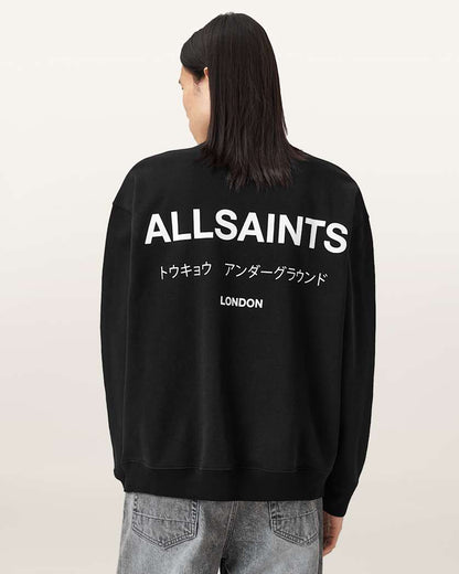 AllSaints Underground Half Zip Sweatshirt Bitter Brown