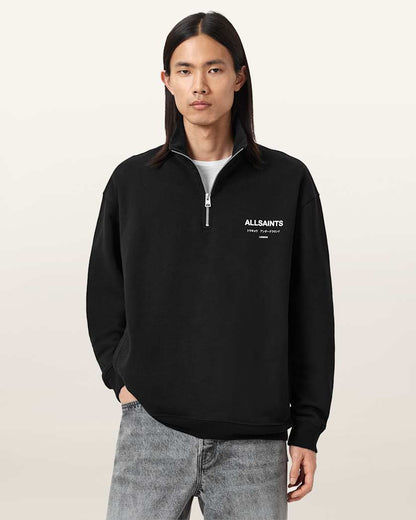 AllSaints Underground Half Zip Sweatshirt Bitter Brown
