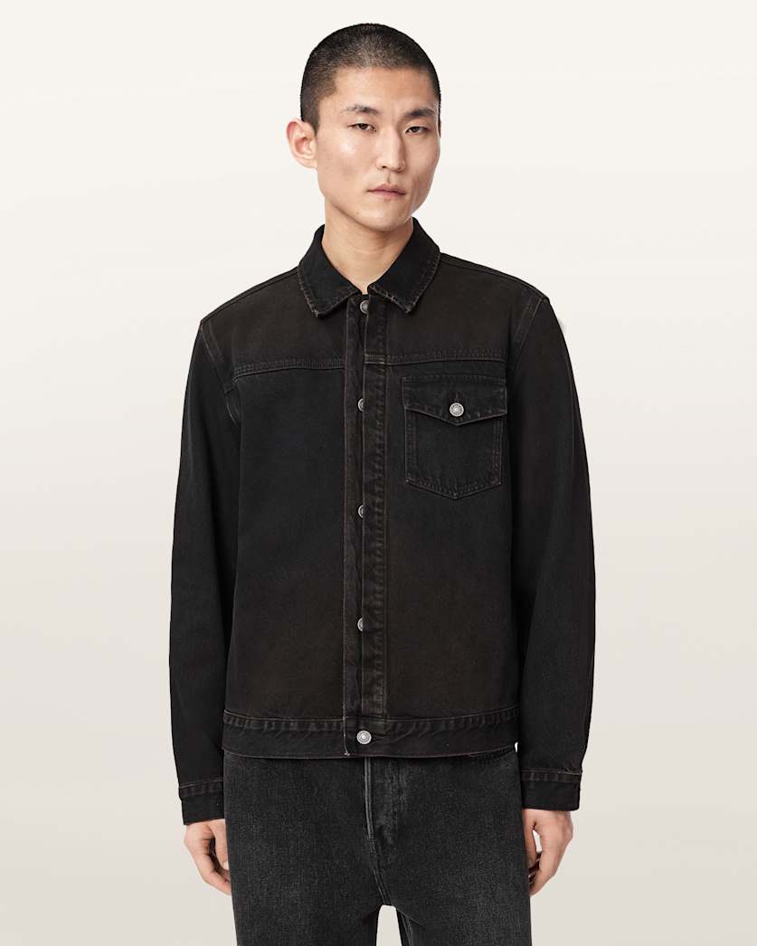 AllSaints Roth Long Sleeve Denim Jacket Overdyed Brown