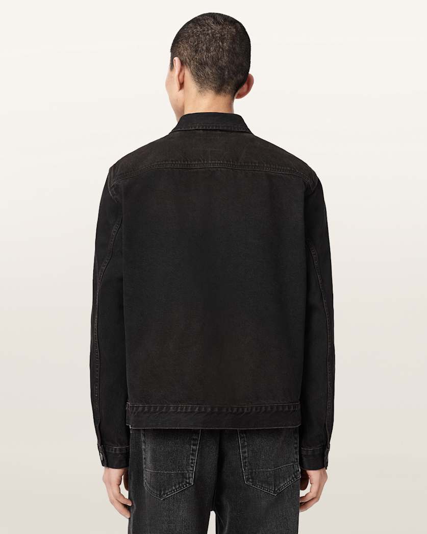 AllSaints Roth Long Sleeve Denim Jacket Overdyed Brown