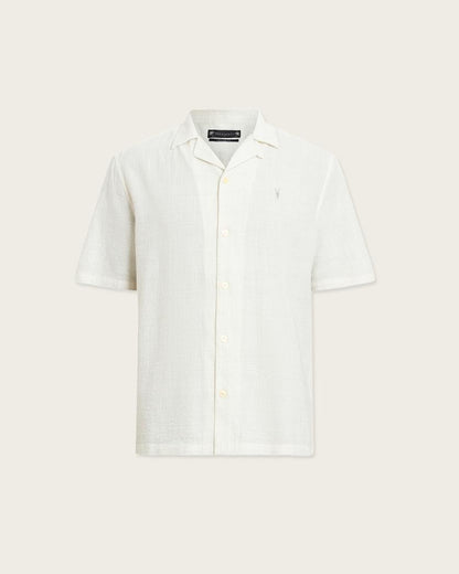AllSaints Admon Short Sleeve Crepe Shirt Jetstream White