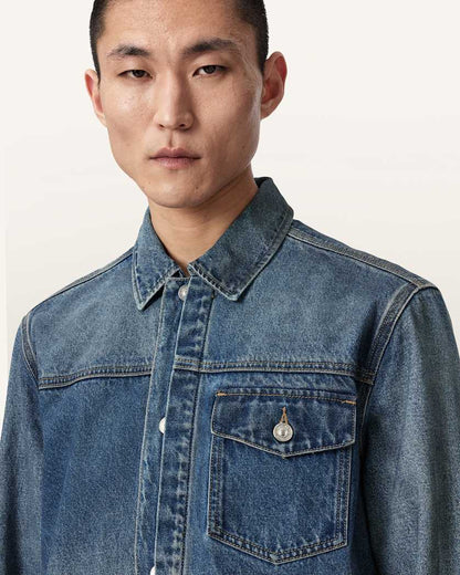 AllSaints Roth Regular Fit Denim Jacket Dark Indigo