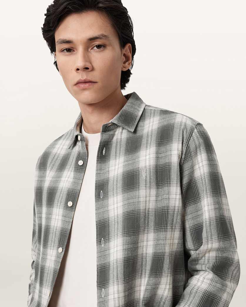AllSaints Kelby Ramskull Check Shirt Clouded Grey