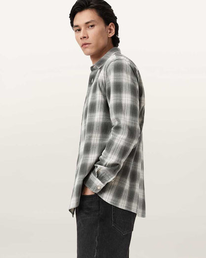 AllSaints Kelby Ramskull Check Shirt Clouded Grey