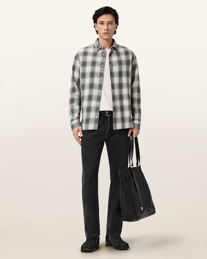 AllSaints Kelby Ramskull Check Shirt Clouded Grey