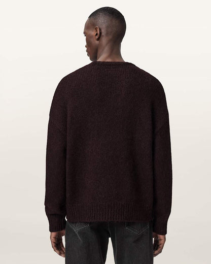 AllSaints Stokes Oversized Boxy Sweater Brown/Ecru White