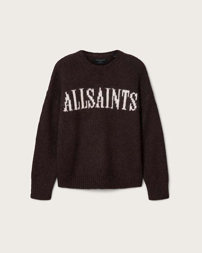 AllSaints Stokes Oversized Boxy Sweater Brown/Ecru White