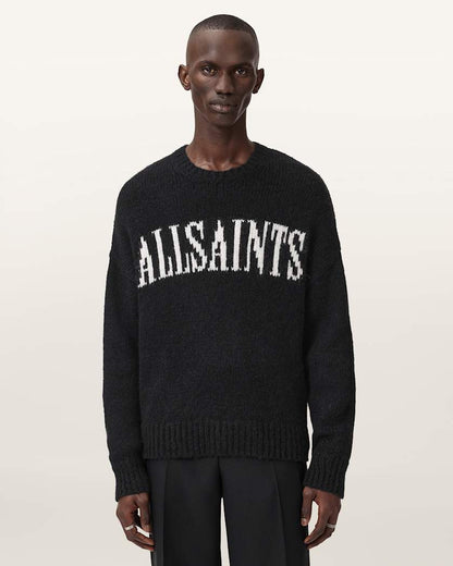 AllSaints Stokes Oversized Boxy Sweater Brown/Ecru White