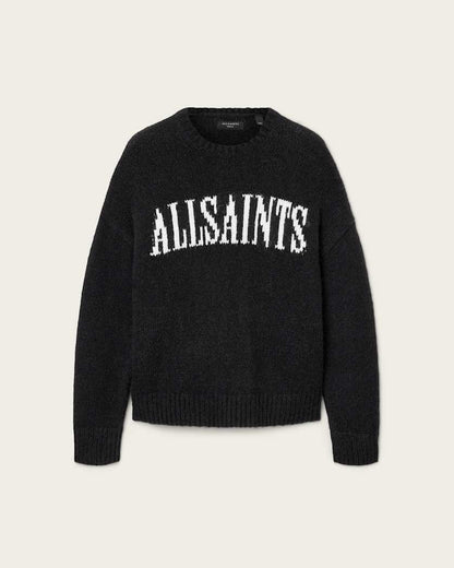 AllSaints Stokes Oversized Boxy Sweater Brown/Ecru White
