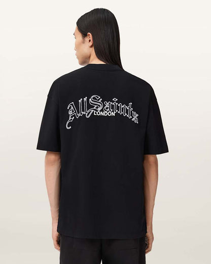 AllSaints Descent Oversized Graphic T Shirt Washed Black