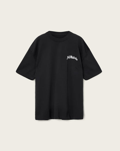 AllSaints Descent Oversized Graphic T Shirt Washed Black