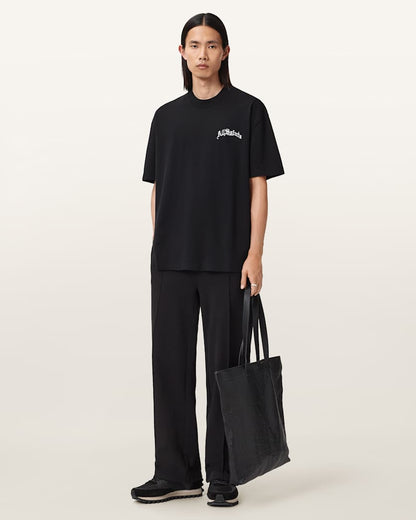 AllSaints Descent Oversized Graphic T Shirt Washed Black