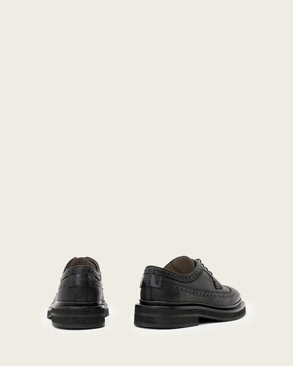 AllSaints Escher Leather Brogues Black Grain