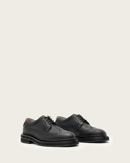 AllSaints Escher Leather Brogues Black Grain