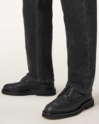 AllSaints Escher Leather Brogues Black Grain