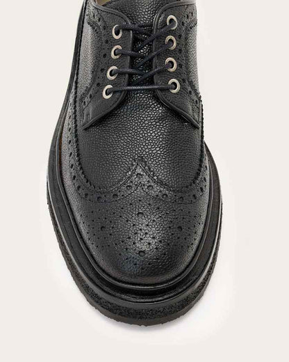 AllSaints Escher Leather Brogues Black Grain