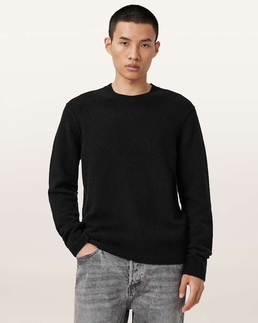 AllSaints Patern Crew Neck Knit Black