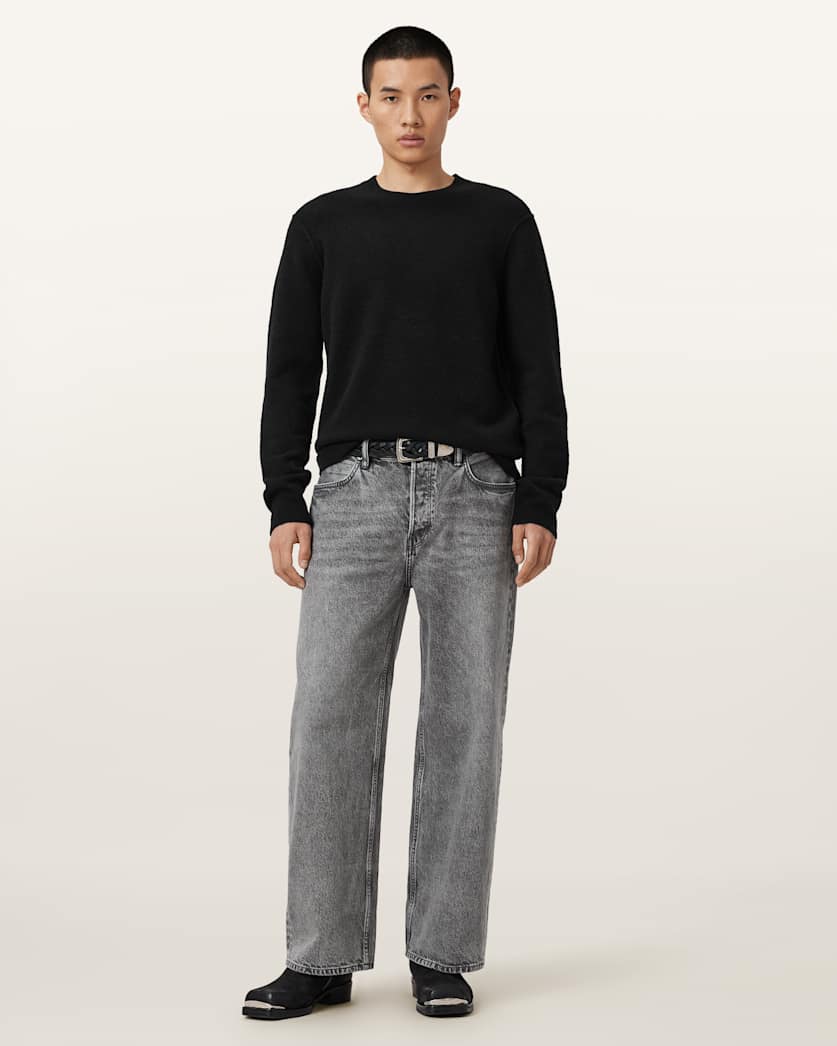 AllSaints Patern Crew Neck Knit Black