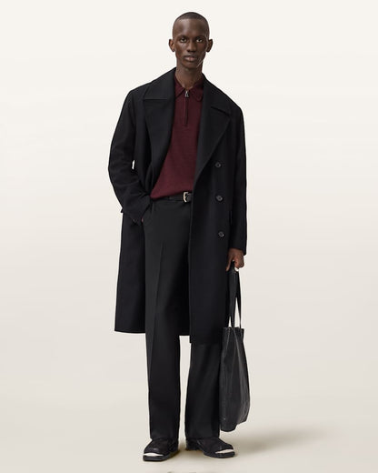AllSaints Albany Merino Ramskull Polo Bronzed Red