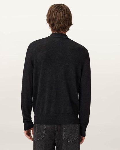 AllSaints Albany Merino Ramskull Polo Bronzed Red