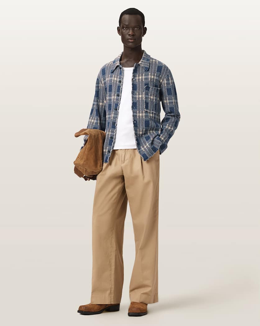 AllSaints Solmar Knitted Check Cardigan Moonstone Blue