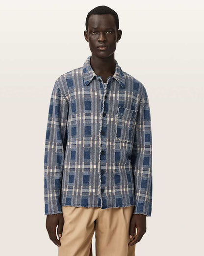 AllSaints Solmar Knitted Check Cardigan Moonstone Blue