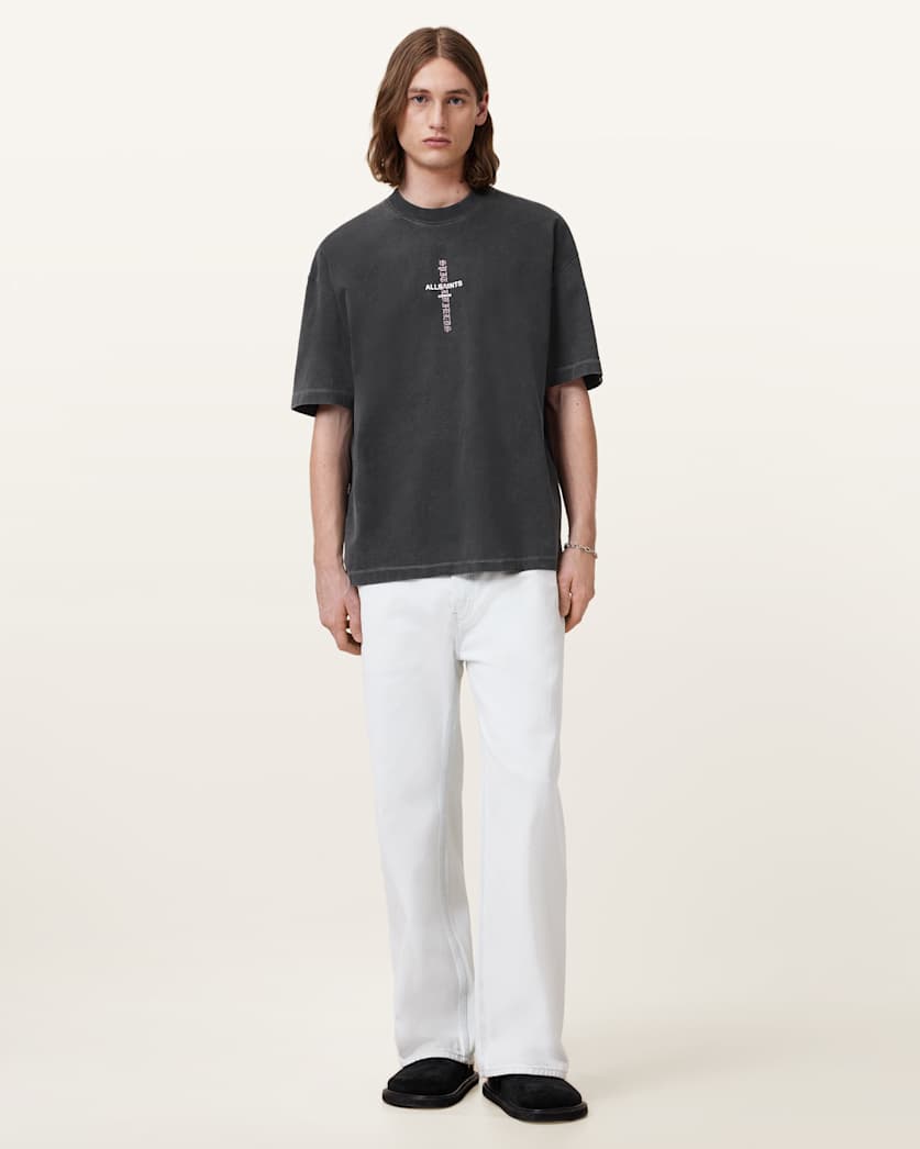 AllSaints Knox Short Sleeve Faded T Shirt Washed Black