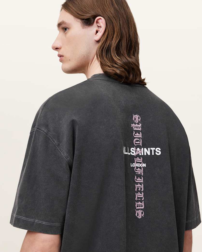AllSaints Knox Short Sleeve Faded T Shirt Washed Black