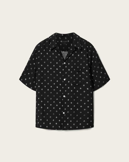 AllSaints Upton Short Sleeve Boxy Shirt Jet Black