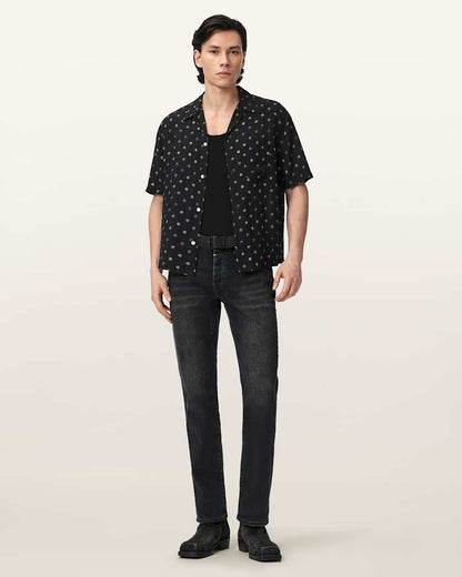 AllSaints Upton Short Sleeve Boxy Shirt Jet Black