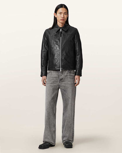 AllSaints Repurpose Tailored Leather Jacket Black
