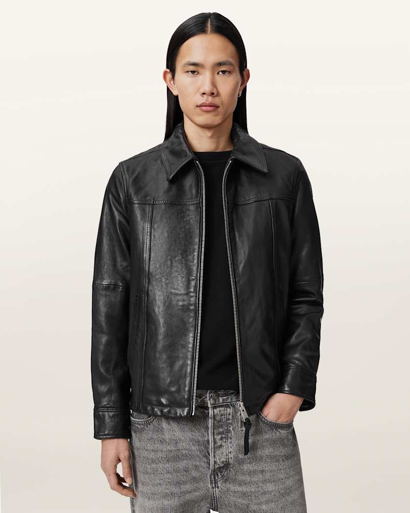AllSaints Repurpose Tailored Leather Jacket Black