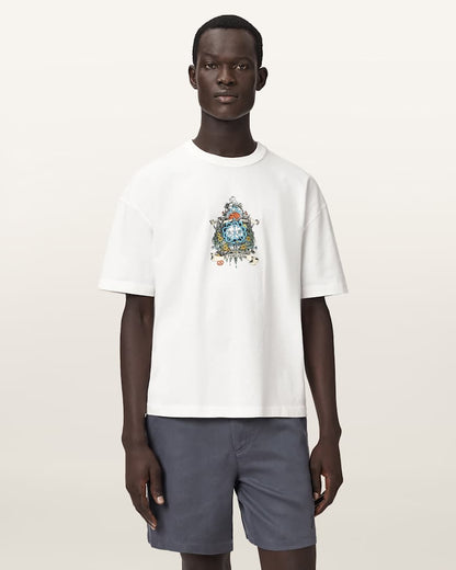 AllSaints Saviour Boxy Fit Short Sleeve T Shirt Chalk White