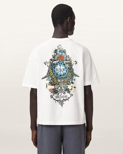 AllSaints Saviour Boxy Fit Short Sleeve T Shirt Chalk White